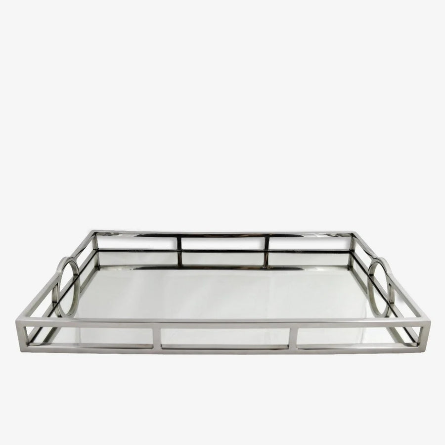 Large Rectangle Mirror Tray with Arch Handles